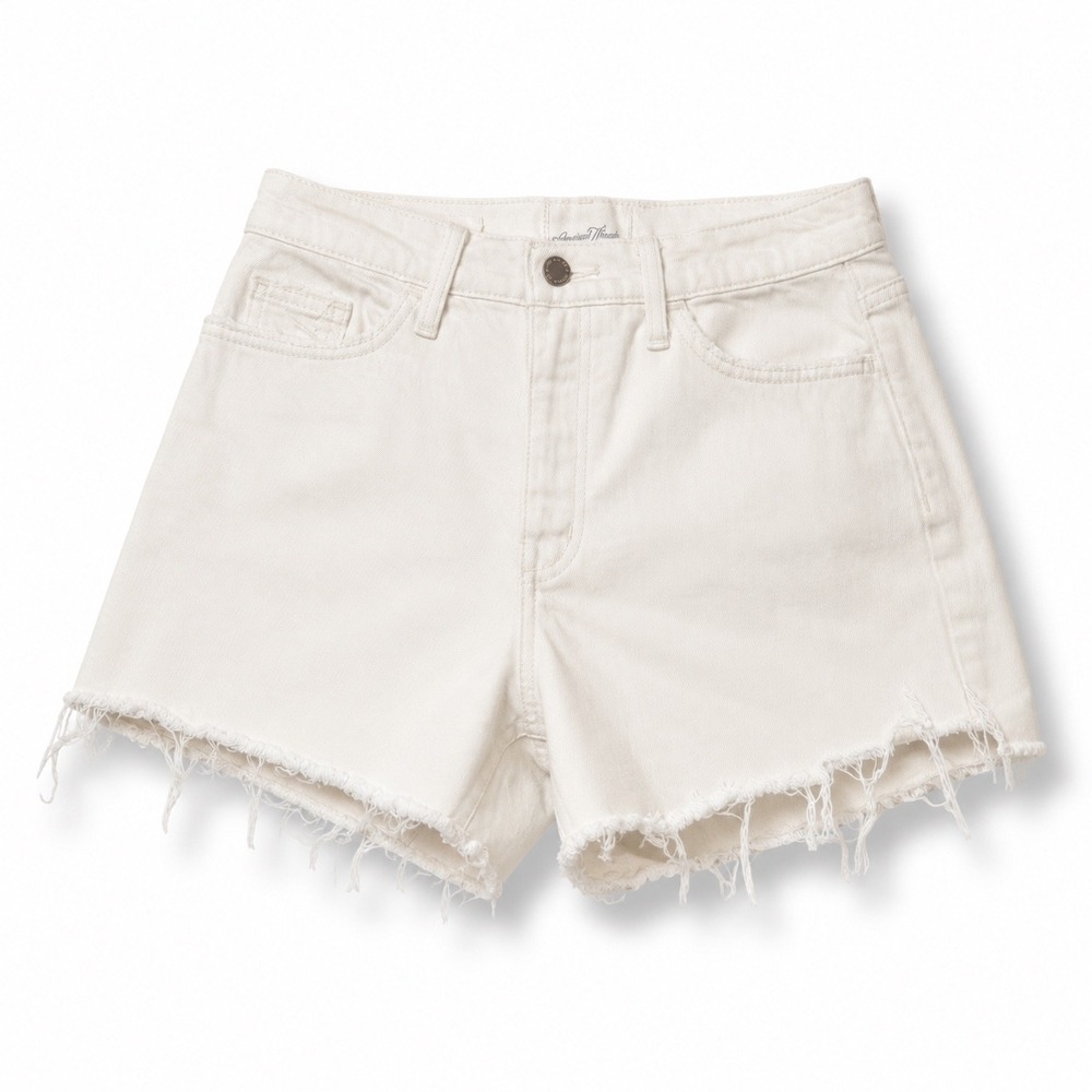 Universal Thread Highest Rise Shortie Denim Shorts Cream Off White Raw Hem Size4